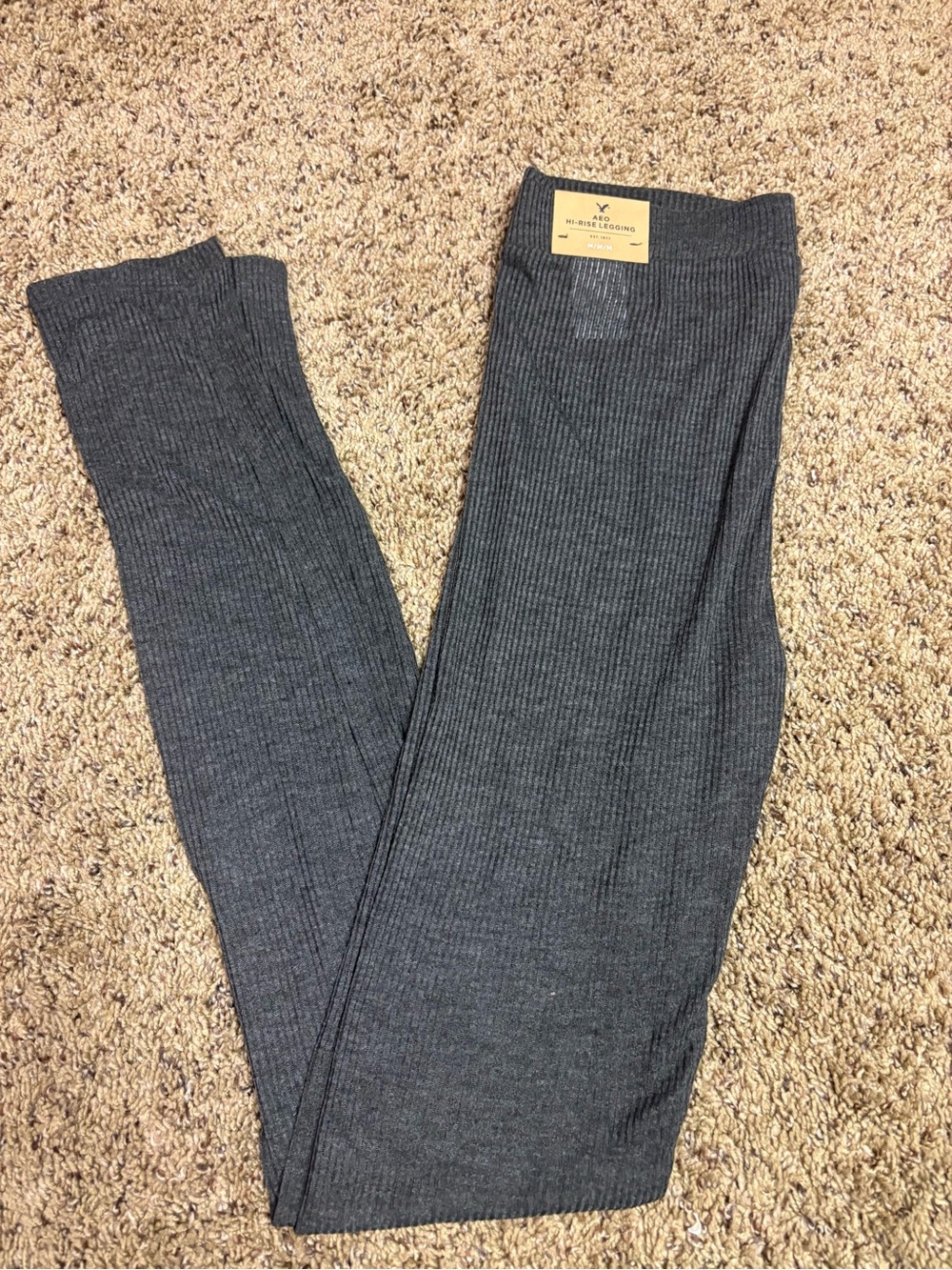 American Eagle Dark Gray Ribbed Leggings